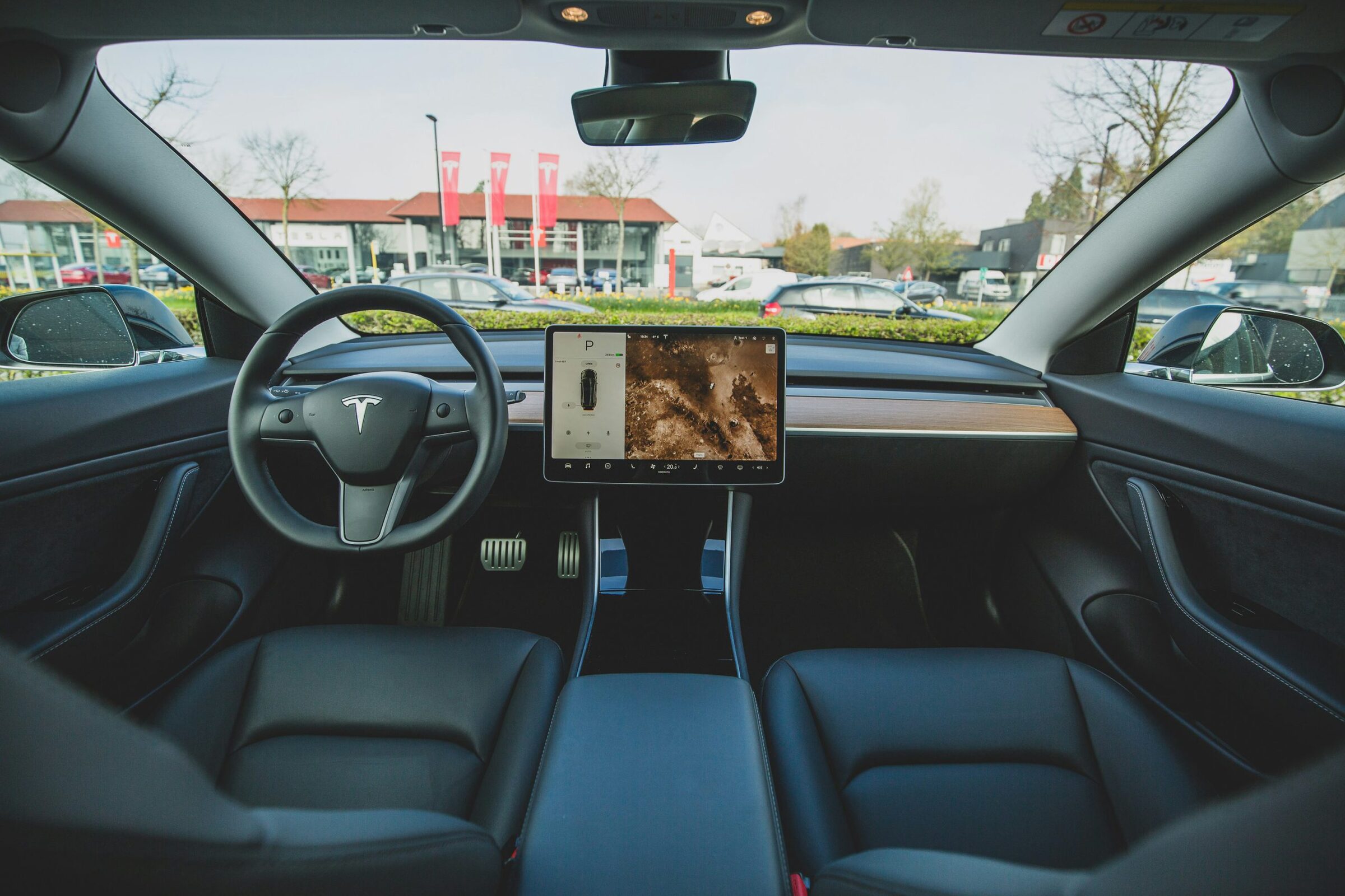 Interior car shot showing off technology.